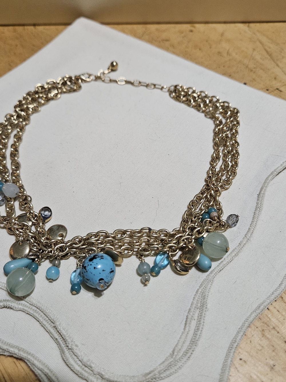 Gold-Tone Multi-Strand Turquoise Charm Necklace